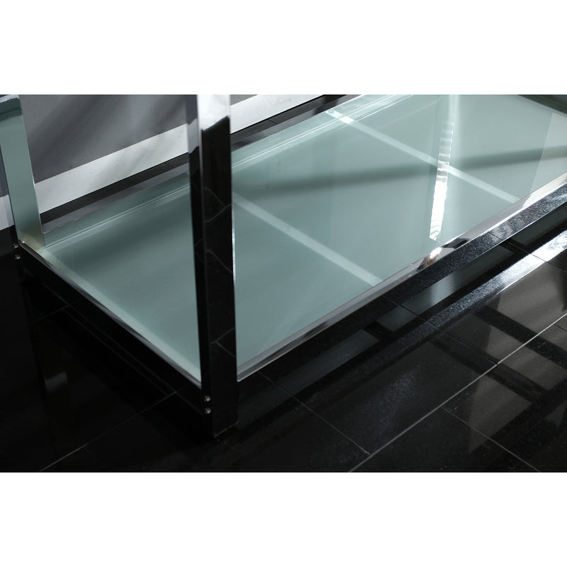 Kingston Commercial 49-Inch Stainless Steel Console Sink with Steel Base and Glass Shelf (8-Inch, 3-Hole)