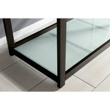 Kingston Commercial 49-Inch Stainless Steel Console Sink with Steel Base and Glass Shelf (8-Inch, 3-Hole)