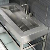 Kingston Commercial 49-Inch Stainless Steel Console Sink with Steel Base and Glass Shelf (8-Inch, 3-Hole)