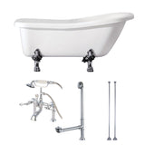 Aqua Eden 67-Inch Acrylic Single Slipper Clawfoot Tub Combo with Faucet and Supply Lines