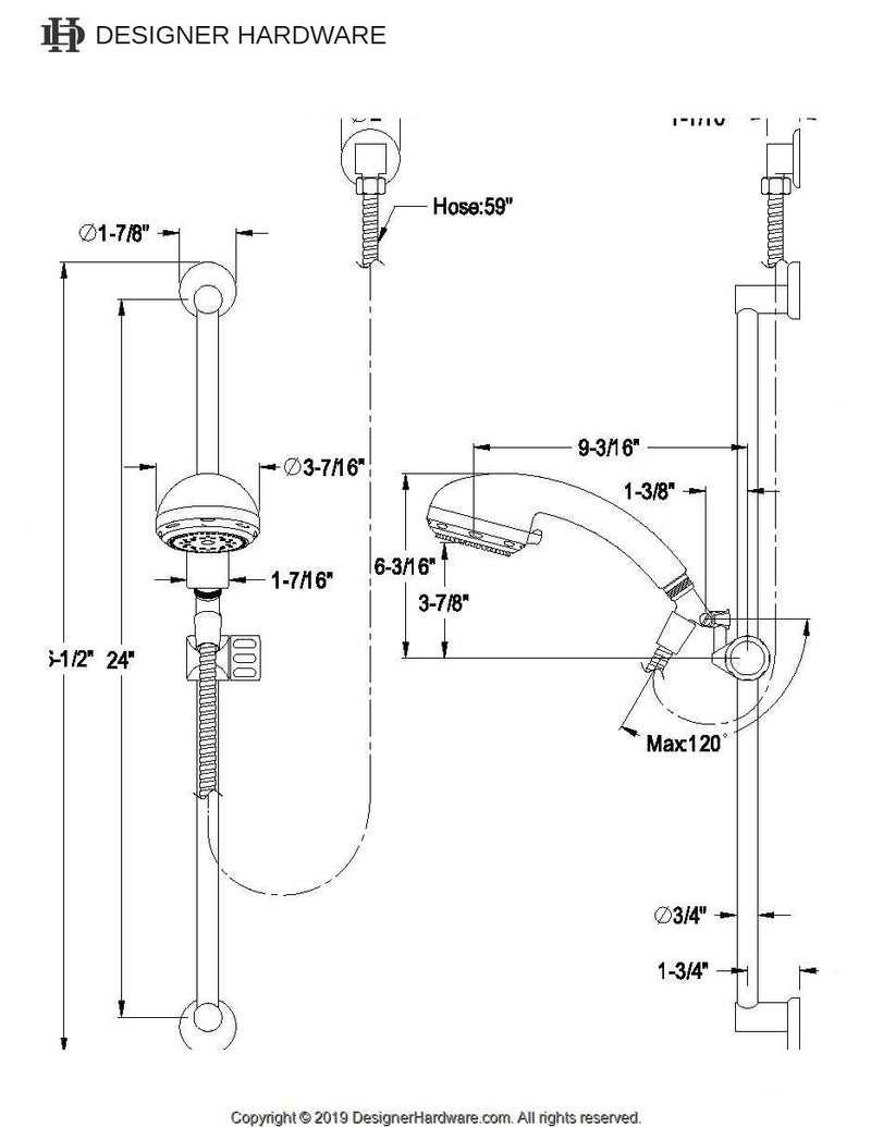 Made to Match Shower System with Slide/Grab Bar and Hand Shower