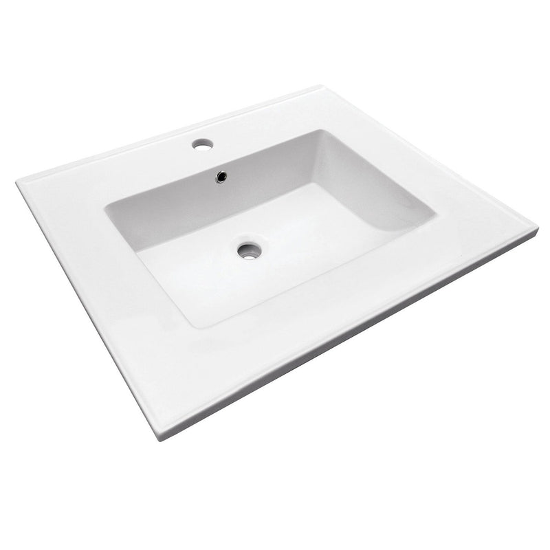 Continental 25-Inch Ceramic Vanity Sink Top (1 Hole)