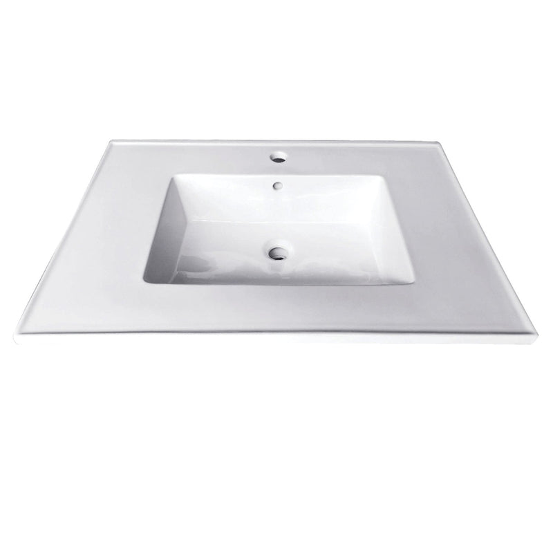 Continental 25-Inch Ceramic Vanity Sink Top (1 Hole)