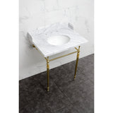 Fauceture 30-Inch Carrara Marble Console Sink with Brass Legs