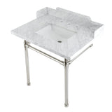 Fauceture 30-Inch Carrara Marble Console Sink with Stainless Steel Legs