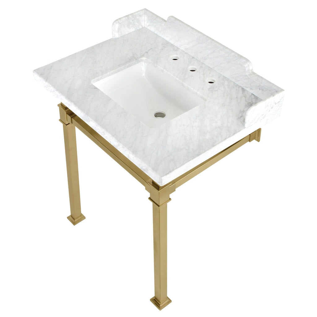 Viceroy 30-Inch Carrara Marble Console Sink with Stainless Steel Legs