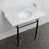 Habsburg 36-Inch Carrara Marble Console Sink with Brass Legs (8-Inch, 3-Hole)