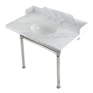 Fauceture 36-Inch Carrara Marble Console Sink with Stainless Steel Legs