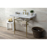 Habsburg 36-Inch Carrara Marble Console Sink with Brass Legs (8-Inch, 3-Hole)