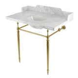 Habsburg 36-Inch Carrara Marble Console Sink with Brass Legs (8-Inch, 3-Hole)