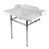 Fauceture 36-Inch Carrara Marble Console Sink with Brass Legs