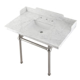 Pemberton 36-Inch Carrara Marble Console Sink with Brass Legs
