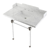 Fauceture 36-Inch Carrara Marble Console Sink with Acrylic Legs