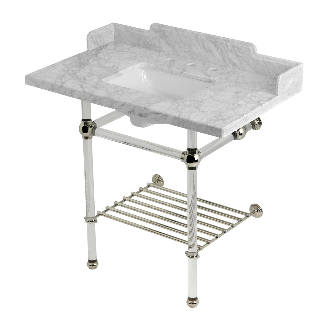 Pemberton 36-Inch Console Sink with Acrylic Legs (8-Inch, 3 Hole)