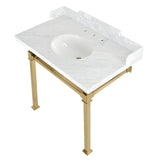 Fauceture 36-Inch Carrara Marble Console Sink with Stainless Steel Legs