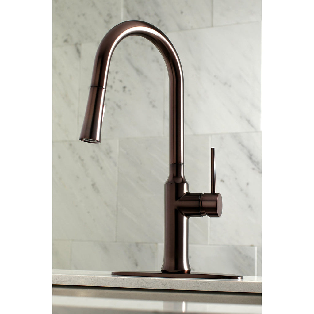 New York Single-Handle 1-Hole Deck Mount Pull-Down Sprayer Kitchen Faucet
