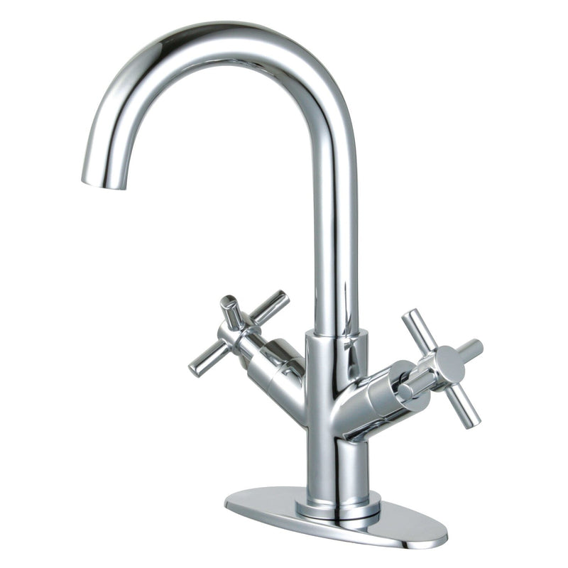 Concord Two-Handle 1-Hole Bathroom Faucet with Deck Plate and Push Pop-Up Drain