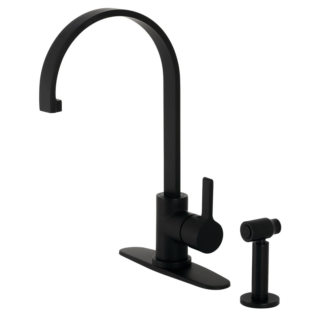 Continental Single-Handle Deck Mount Kitchen Faucet with Brass Sprayer and Deck Plate