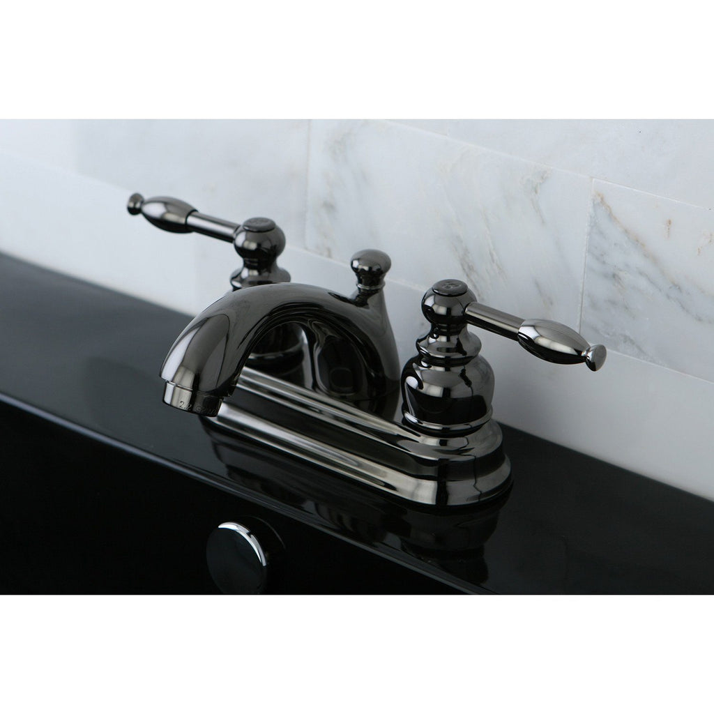 Water Onyx Two-Handle 3-Hole Deck Mount 4" Centerset Bathroom Faucet with Plastic Pop-Up
