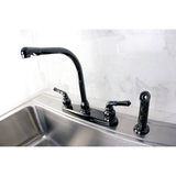 Water Onyx Two-Handle 4-Hole Deck Mount 8" Centerset Kitchen Faucet with Side Sprayer