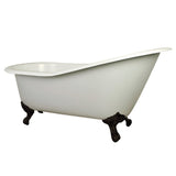 Aqua Eden 62-Inch Cast Iron Single Slipper Clawfoot Tub with 7-Inch Faucet Drillings