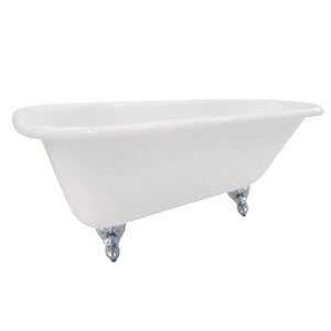 Aqua Eden 66-Inch Cast Iron Oval Rectangular Roll Top Clawfoot Tub (No Faucet Drillings)