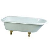 Aqua Eden 66-Inch Cast Iron Oval Rectangular Roll Top Clawfoot Tub (No Faucet Drillings)
