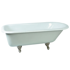 Aqua Eden 66-Inch Cast Iron Oval Rectangular Roll Top Clawfoot Tub (No Faucet Drillings)