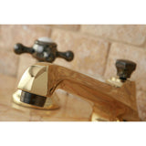 Water Onyx Two-Handle 3-Hole Deck Mount Widespread Bathroom Faucet with Brass Pop-Up