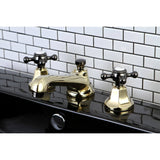 Water Onyx Two-Handle 3-Hole Deck Mount Widespread Bathroom Faucet with Brass Pop-Up