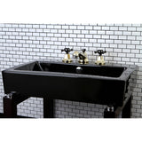 Water Onyx Two-Handle 3-Hole Deck Mount Widespread Bathroom Faucet with Brass Pop-Up