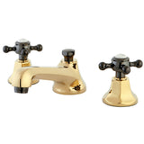 Water Onyx Two-Handle 3-Hole Deck Mount Widespread Bathroom Faucet with Brass Pop-Up