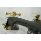 Water Onyx Two-Handle 3-Hole Deck Mount Widespread Bathroom Faucet with Brass Pop-Up