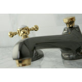Water Onyx Two-Handle 3-Hole Deck Mount Widespread Bathroom Faucet with Brass Pop-Up