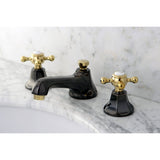Water Onyx Two-Handle 3-Hole Deck Mount Widespread Bathroom Faucet with Brass Pop-Up
