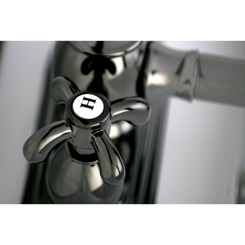 Water Onyx Double-Handle 3-Hole Deck Mount 4-Inch Centerset Bathroom Faucet with Brass Pop-Up