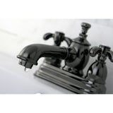 Water Onyx Double-Handle 3-Hole Deck Mount 4-Inch Centerset Bathroom Faucet with Brass Pop-Up