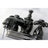 Water Onyx Double-Handle 3-Hole Deck Mount 4-Inch Centerset Bathroom Faucet with Brass Pop-Up