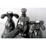 Water Onyx Double-Handle 3-Hole Deck Mount 4-Inch Centerset Bathroom Faucet with Brass Pop-Up