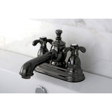 Water Onyx Double-Handle 3-Hole Deck Mount 4-Inch Centerset Bathroom Faucet with Brass Pop-Up