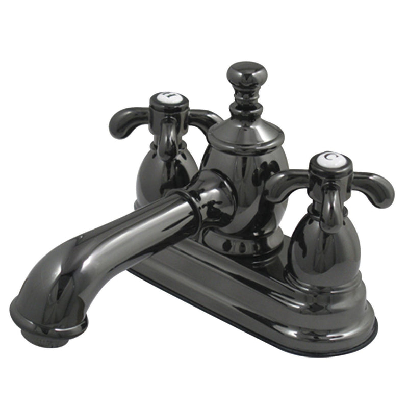 Water Onyx Double-Handle 3-Hole Deck Mount 4-Inch Centerset Bathroom Faucet with Brass Pop-Up