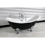 Aqua Eden 72-Inch Cast Iron Double Slipper Clawfoot Tub with 7-Inch Faucet Drillings