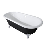 Aqua Eden 66-Inch Cast Iron Double Ended Clawfoot Tub (No Faucet Drillings)