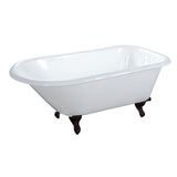 Aqua Eden 54-Inch Cast Iron Roll Top Clawfoot Tub with 3-3/8 Inch Wall Drillings
