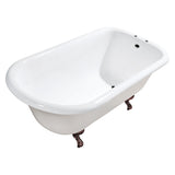 Aqua Eden 54-Inch Cast Iron Roll Top Clawfoot Tub with 7-Inch Faucet Drillings