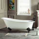 Tazatina 54-Inch Cast Iron Single Slipper Clawfoot Tub with 7-Inch Faucet Drillings