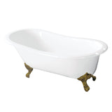 Tazatina 54-Inch Cast Iron Single Slipper Clawfoot Tub with 7-Inch Faucet Drillings