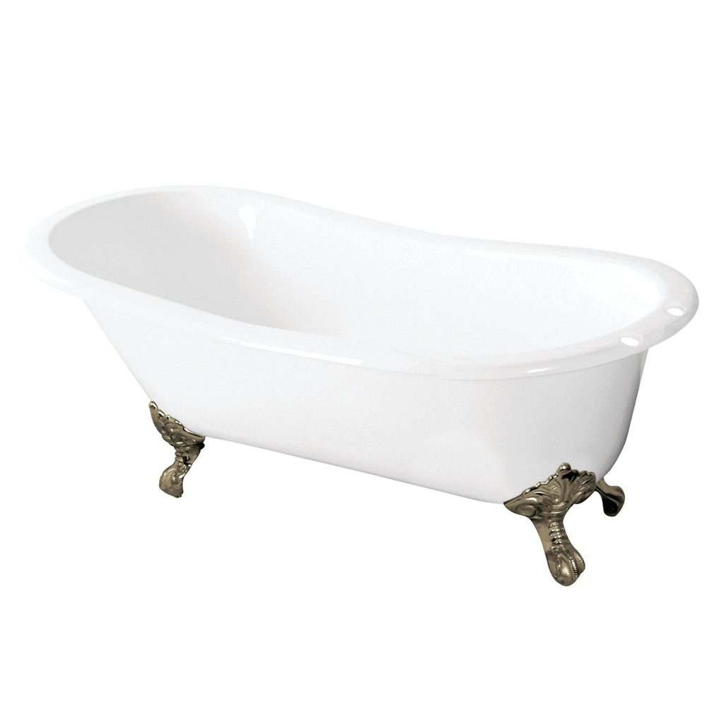 Tazatina 57-Inch Cast Iron Single Slipper Clawfoot Tub with 7-Inch Faucet Drillings