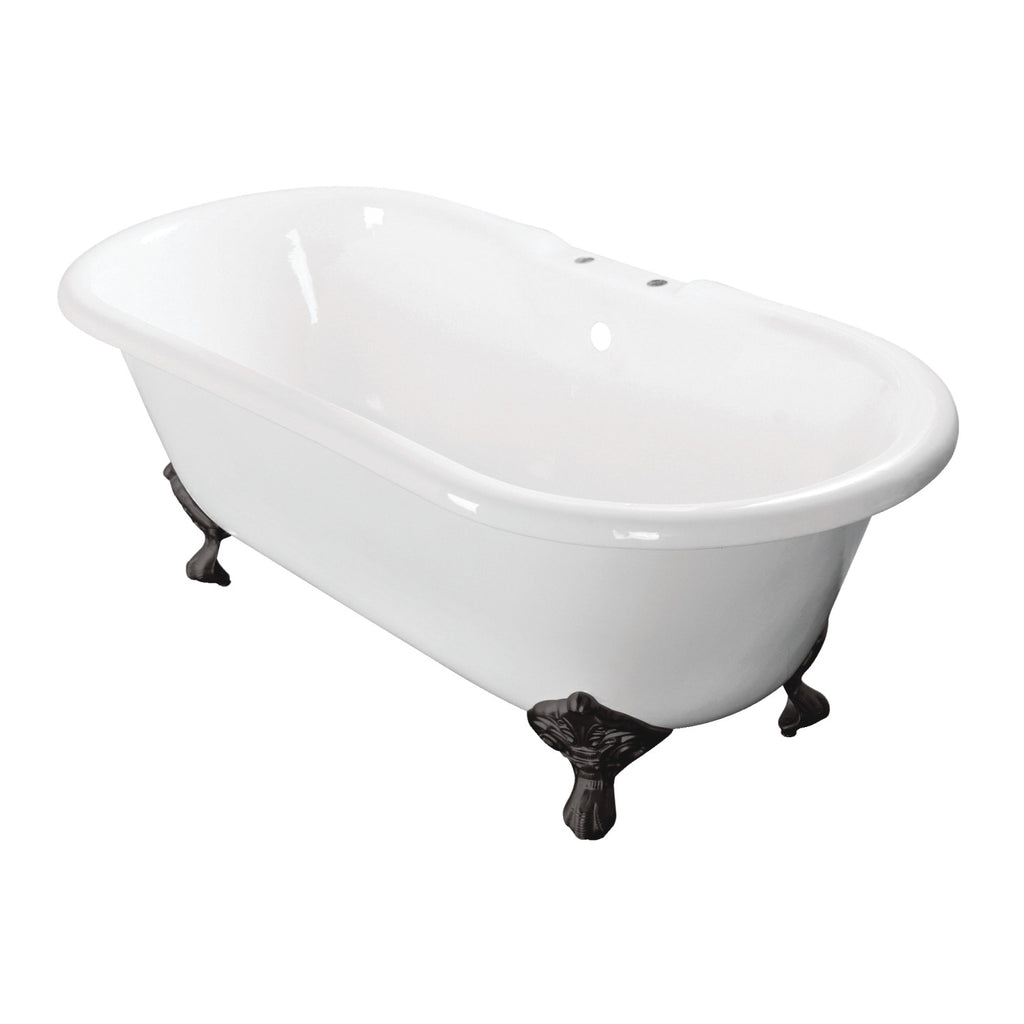 Aqua Eden 60-Inch Cast Iron Double Ended Clawfoot Tub with 7-Inch Faucet Drillings