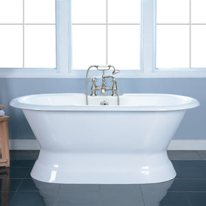 Aqua Eden 60-Inch Cast Iron Double Ended Pedestal Tub with 7-Inch Faucet Drillings